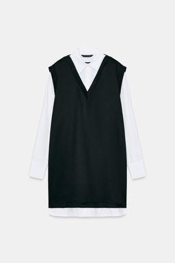 POPLIN COMBINED MINI DRESS - Zara фото 12