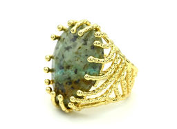 Большое кольцо с яшмой из ювелирного сплава