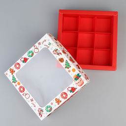 Цена за 5 шт. Коробка под 9 конфет «Сладкого Нового года», 14.5×14.5×3.5 см