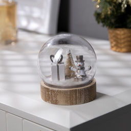 Светодиодная фигура «Шар со снеговиком» 8×8.5×8 см, дерево, пластик, батарейки AG13×3 (в комплекте), свечение тёплое белое