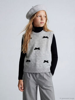 Bisiklet Yaka K?z ?ocuk Triko S?veter