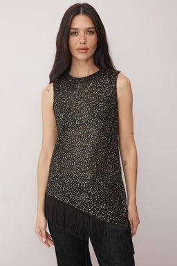 Siyah Pul Payetli Puskul Detayl? Triko Ince Bluz TWOAW26BZ00359 - Trendyolmilla фото 2