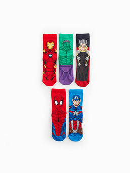 Marvel Desenli Erkek ?ocuk Soket ?orap 5li