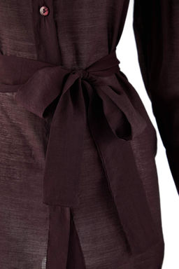 Bordo Baglama Detayl? Hafif Transparan Yumusak Hisli Boho Gomlek TWOAW26GO00111 - Trendyolmilla фото 17