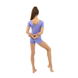 Купальник гимнастический Grace Dance, с шортами, с коротким рукавом, р. 30, цвет сирень  фото 7