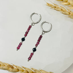Серьги длинные из Граната и Шпинели