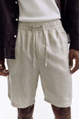 Pantal?n corto en mezcla de lino Relaxed Fit - H&m фото 7
