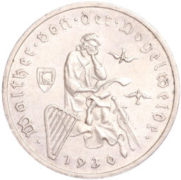 3 рейхсмарки 1930 года A Германия 700 лет со дня смерти Вальтера фон дер Фогельвейде