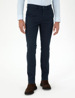 Lacivert Slim Fit Kanvas Pantolon