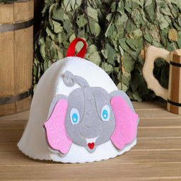 Шапка для бани с детской аппликацией Слонёнок войлок - Simaland фото 8