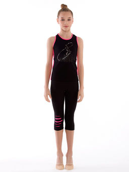 7051 Топ-майка из хлопка Гимнастка со вставками из сетки