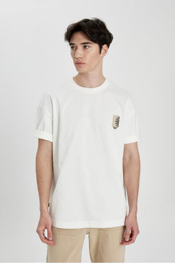 Футболка Oversize с коротким рукавом и круглым вырезом сзади с принтом на спине - Defacto фото 3