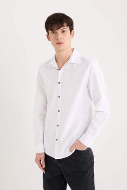 Slim Fit Dar Kesim Pamuklu Uzun Kollu Gomlek - Defacto фото 4
