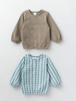 Кофта утепленная комплект 2шт., беж/бирюза - Lesi kids фото 11