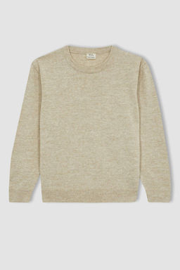 Трикотажный свитер обычного кроя с круглым вырезом для мальчика - Defacto фото 7