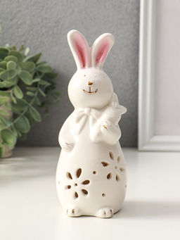 Фигурка светящаяся Зайка с морковкой, керамика, белый, 5?5.5?15.5 см