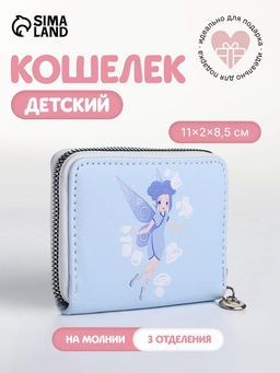 Кошелёк на молнии Фея зимы, отдел для карт, для монет, голубой