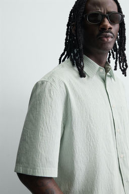 CAMISA CROPPED FIT CUADROS / Raya verde - Zara фото 5