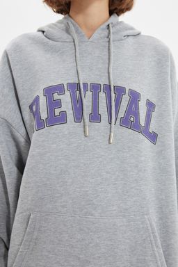 TRENDYOL MAN Kiremit Oversize/Genis Kesim Kapusonlu Ici Polar/S?cak Tutan Pamuk Unisex Sweatshirt TMNAW22SW1462