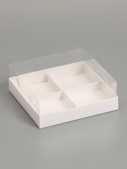Цена за 2 шт. Коробка для муссовых пирожных, 4 штуки, 17×17×6 Белый