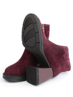04-M3-9204 WINE Ботильоны зимние женские (натуральная кожа, натуральный мех)