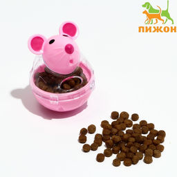 Игрушка-неваляшка Мышка с отсеком для лакомств (лакомства до 1 см), 4,7 х 6,5 см, розовая 736446