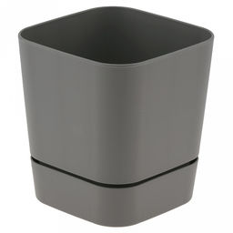 Горшок для цветов пластмассовый "Квадрат-Гранд," 2,7л, 15х15х15см, с поддоном, серый-муссон (Россия)
