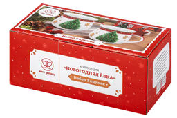 Набор 2 кружек 250 мл 11*8,5*7 см Новогодняя елка, красный узор, бочонок NEW BONE CHINA - Elan gallery фото 16