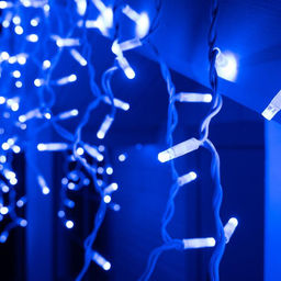 Гирлянда «Бахрома» 3×0.6 м, IP65, УМС, белая нить каучук, 108 LED, свечение синее, 220 В