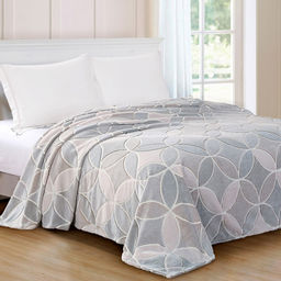 Плед/покрывало 180х200см "Геометрический узор", велсофт "Bamboo" набивной, полиэстер 100%, плотность 190г/м2, упаковка: 18х33см пояс бумажный, "Домашняя мода" (Россия)