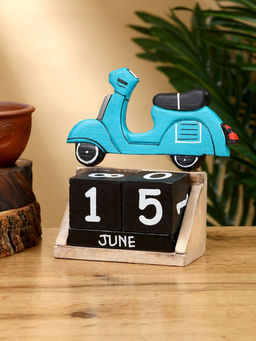 Календарь настольный Мопед, 145.514.5 см, дерево, бирюзовый