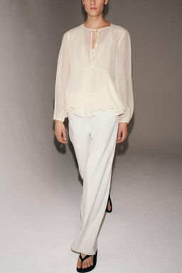 BLUSA VOLANTES ZW COLLECTION / Crudo - Zara фото 6