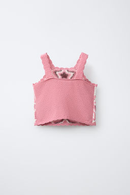 TOP PUNTO CROCHET ESTRELLAS / Rosado - Zara фото 3
