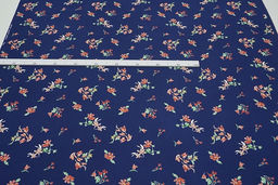 Штапель Премиум Цветочная пьеса на темно-синем, СОРТ2, ш.1.43м, вискоза-100%, 120гр/м.кв - Купава фото 7