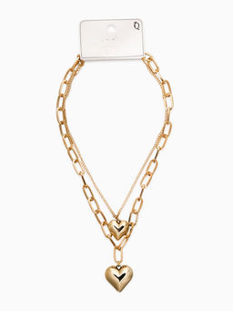 Кулон на цепочке «Сердечки», 2 яруса, цвет золото