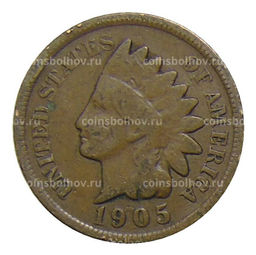 Монета 1 цент 1905 года США