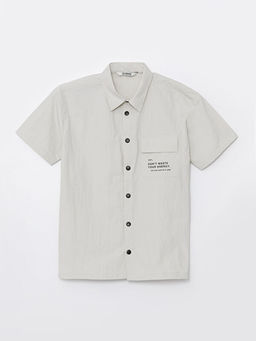 Bask?l? K?sa Kollu Erkek ?ocuk G?mlek