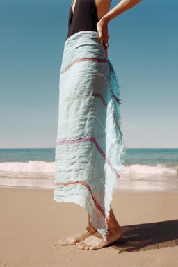 STRIPED LINEN BLEND SCARF - Zara фото 2