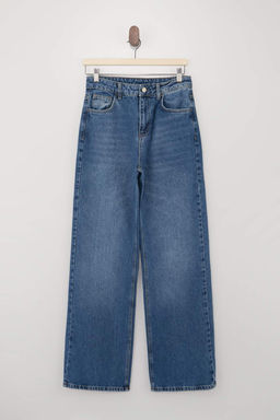 Siyah Yuksek Bel Uzun Boy %100 Pamuk Wide Leg Jeans TWOSS26JE00130 - Trendyolmilla фото 3