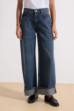 Koyu Mavi Katl? Paca Normal Bel Loose Baggy Jeans TWOSS25JE00001