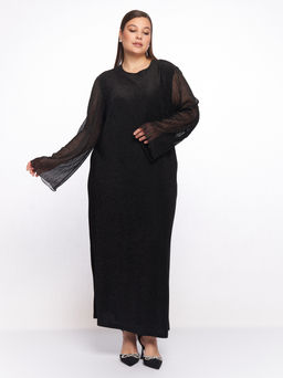 Платье с прозрачными рукавами PP51427BLK01