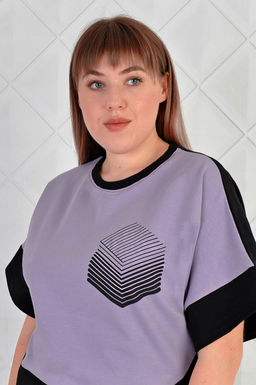 Арт. 2354 Костюм с брюками женский 52-60 (5 шт) Цвет:верх- черно-лила, низ- черно-лила - Калинка фото 9