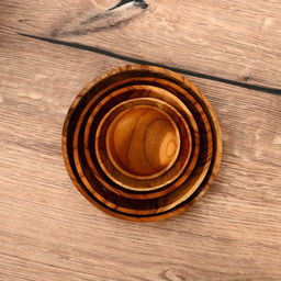 Набор тарелок 5 штук, тиковое дерево