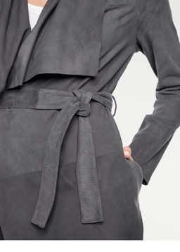 Пальто кожаное, серое - Linea tesini фото 5