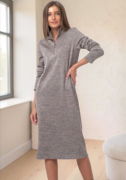 Платье трикотажное прямое миди с длинным рукавом - Fly фото 35