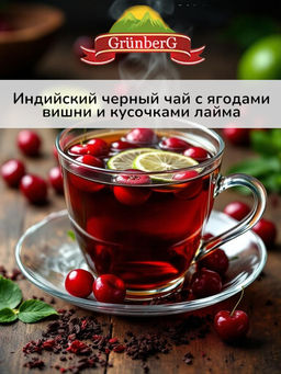 Вишня-Лайм Черный ароматизированный чай "GRUNBERG" LITE "