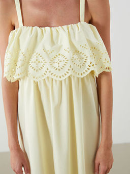 Ajurlu Ask?l? Belden Oturtmal? Poplin Elbise