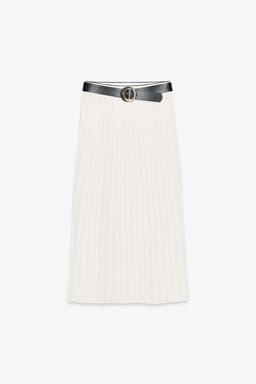 BELTED PLEATED MIDI SKIRT - Zara фото 14