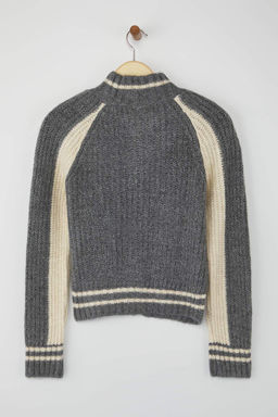 Gri Yumusak Dokulu Fermuarl? Triko H?rka TWOAW26HI00154