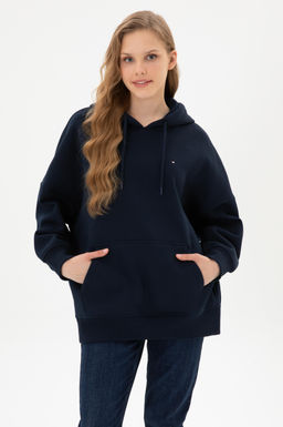Kad_n Lacivert Basic Sweatshirt Sepette S_rpriz _ndirim
